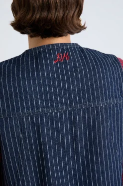 dilly gilet - navy pinstripe