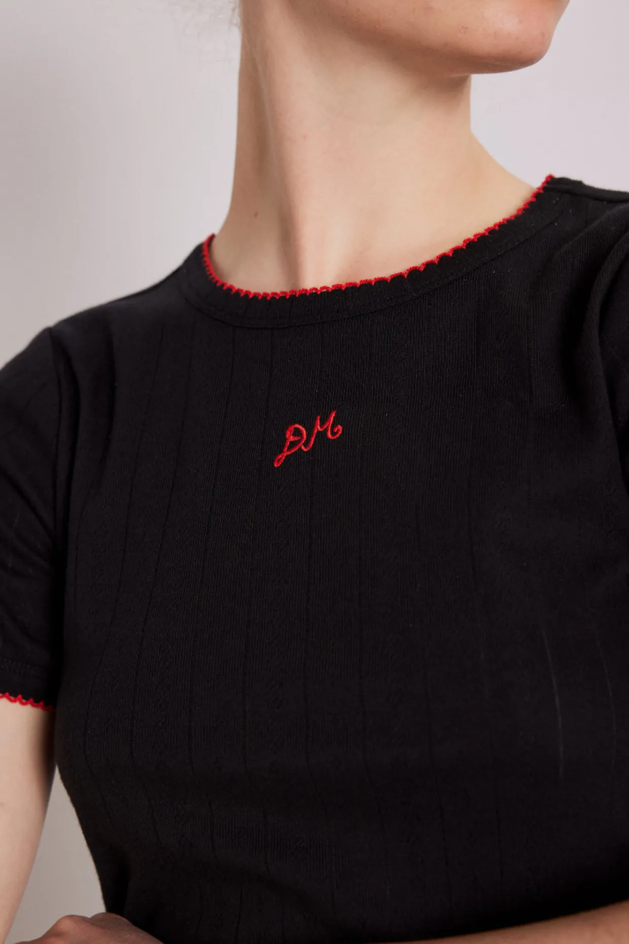 dm shrunken pointelle tee