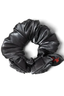 double rose scrunchie in glass satin