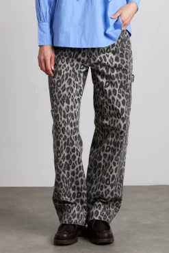 drew cargo jeans - leopard charcoal