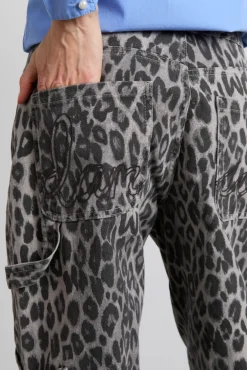 drew cargo jeans - leopard charcoal