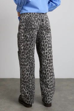 drew cargo jeans - leopard charcoal