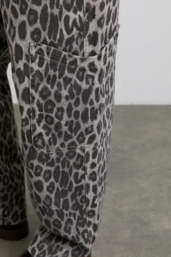 drew cargo jeans - leopard charcoal