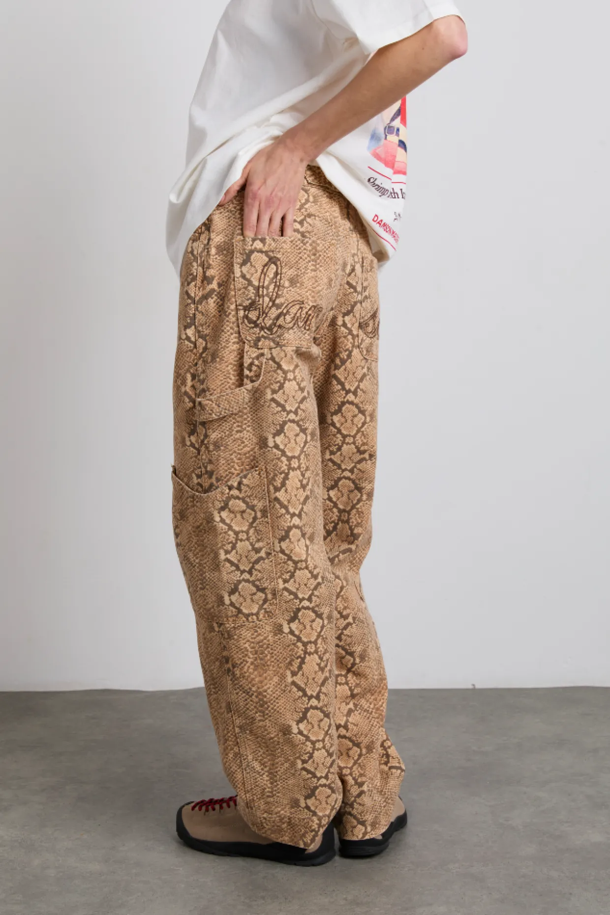 drew cargo jeans - snake print