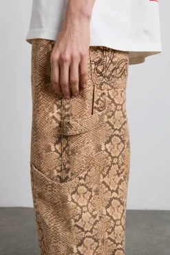 drew cargo jeans - snake print