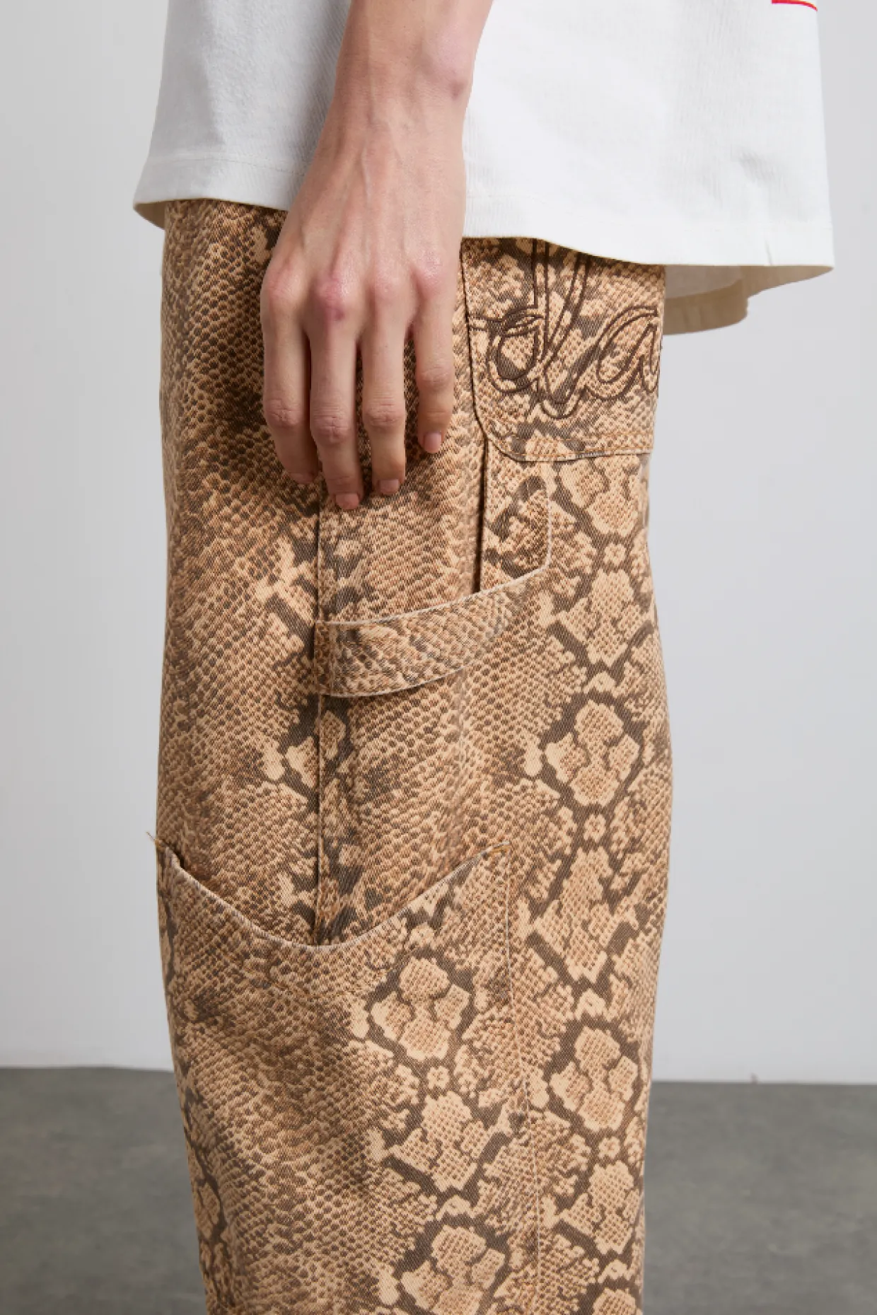 drew cargo jeans - snake print