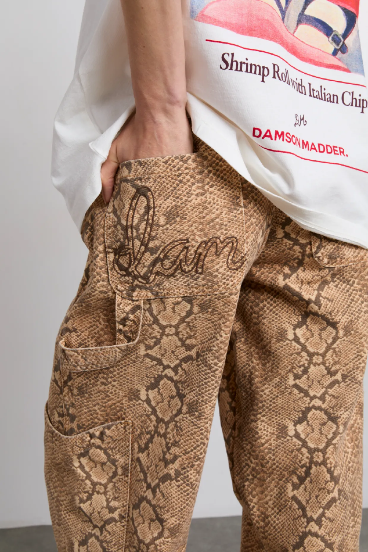 drew cargo jeans - snake print