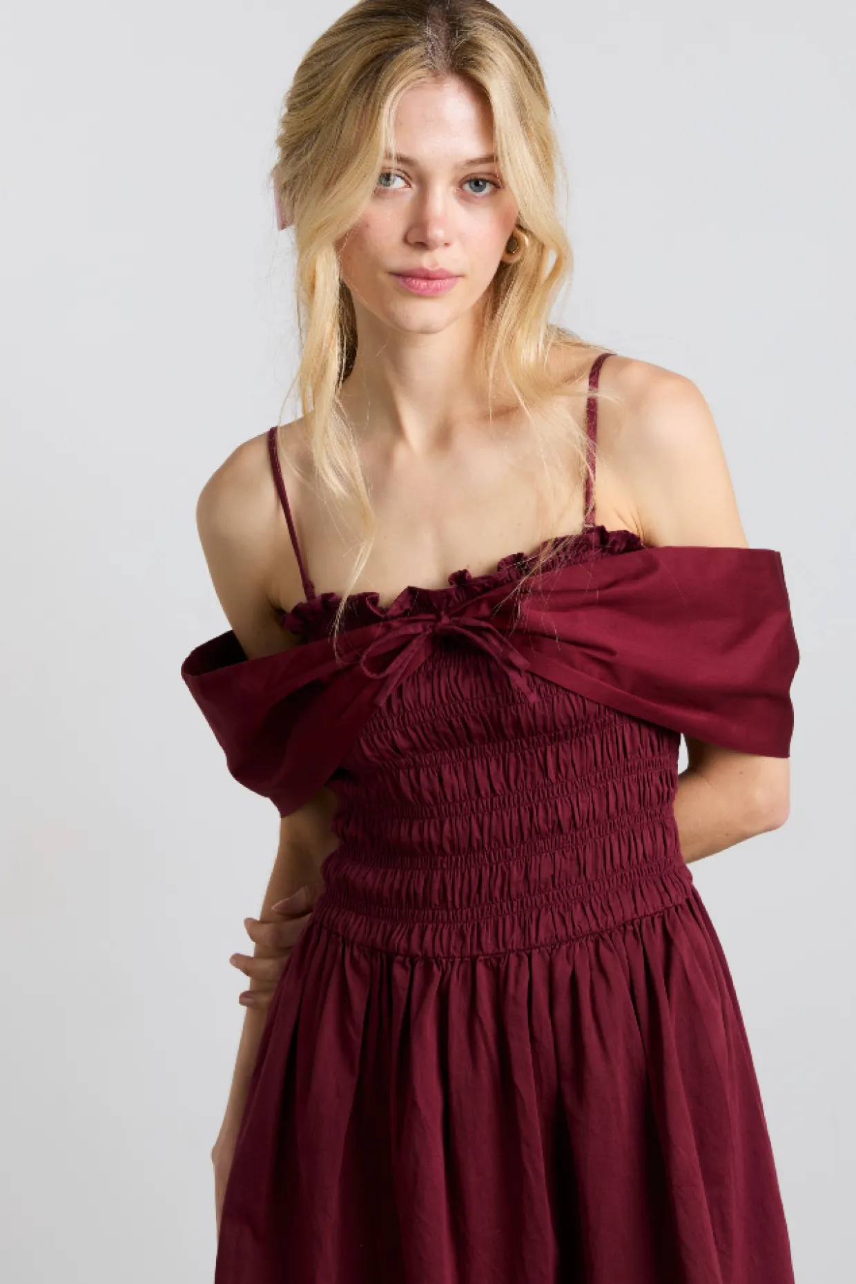 esmerelda mini multi-way dress - burgundy
