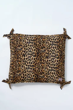 floor cushion pet bed - leopard print with bow detail