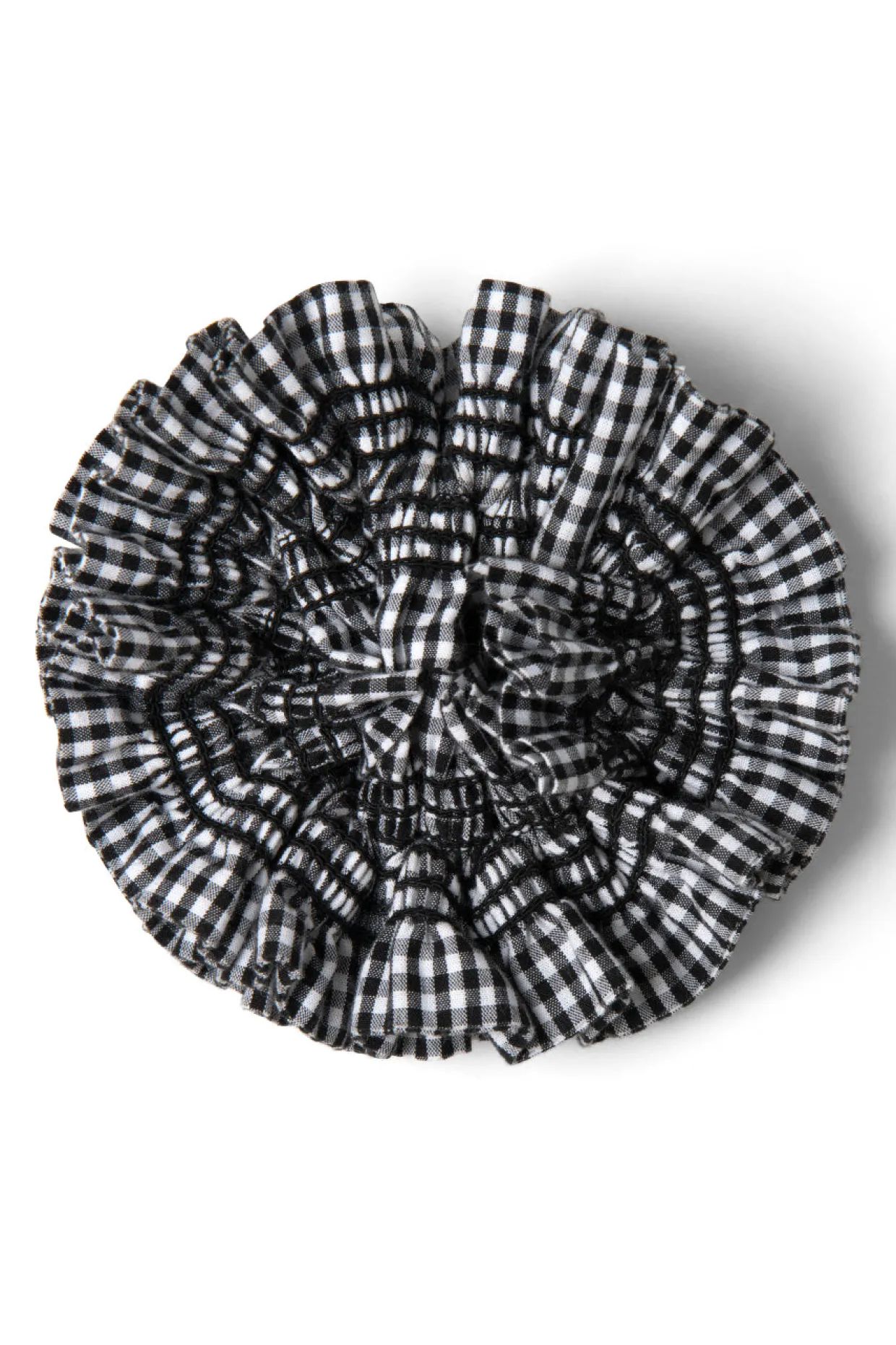 garter scrunchie in black u0026 ecru gingham with stitch detail