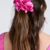 garter scrunchie in pink taffeta