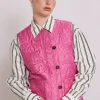 georgie reversible gilet - pink satin