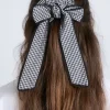 gingham bow scrunchie in black u0026 ecru