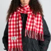 gingham scarf in responsible wool - red
