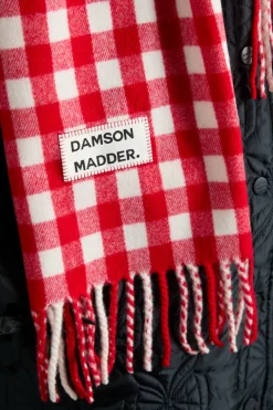 gingham scarf in responsible wool - red