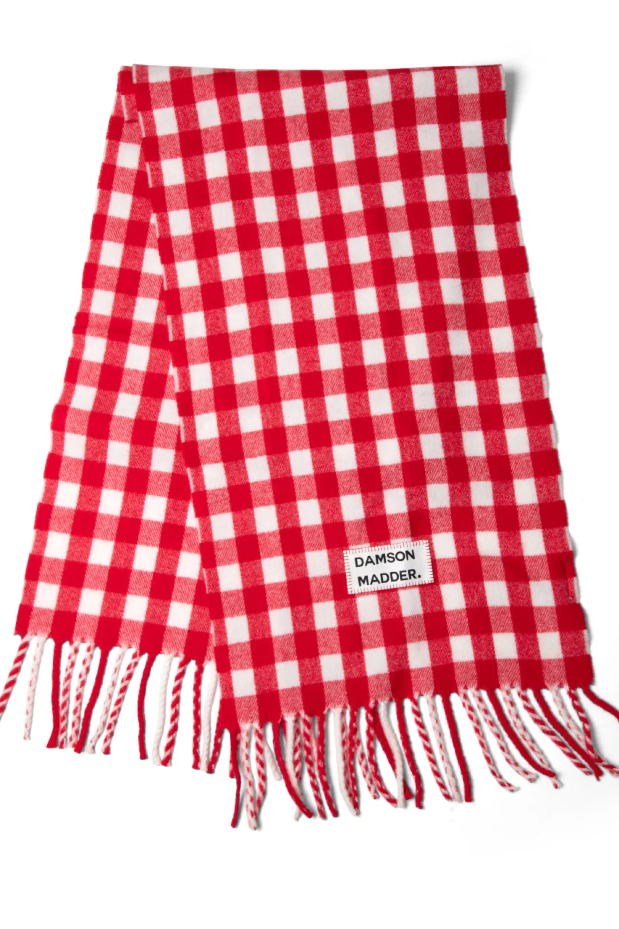 gingham scarf in responsible wool - red