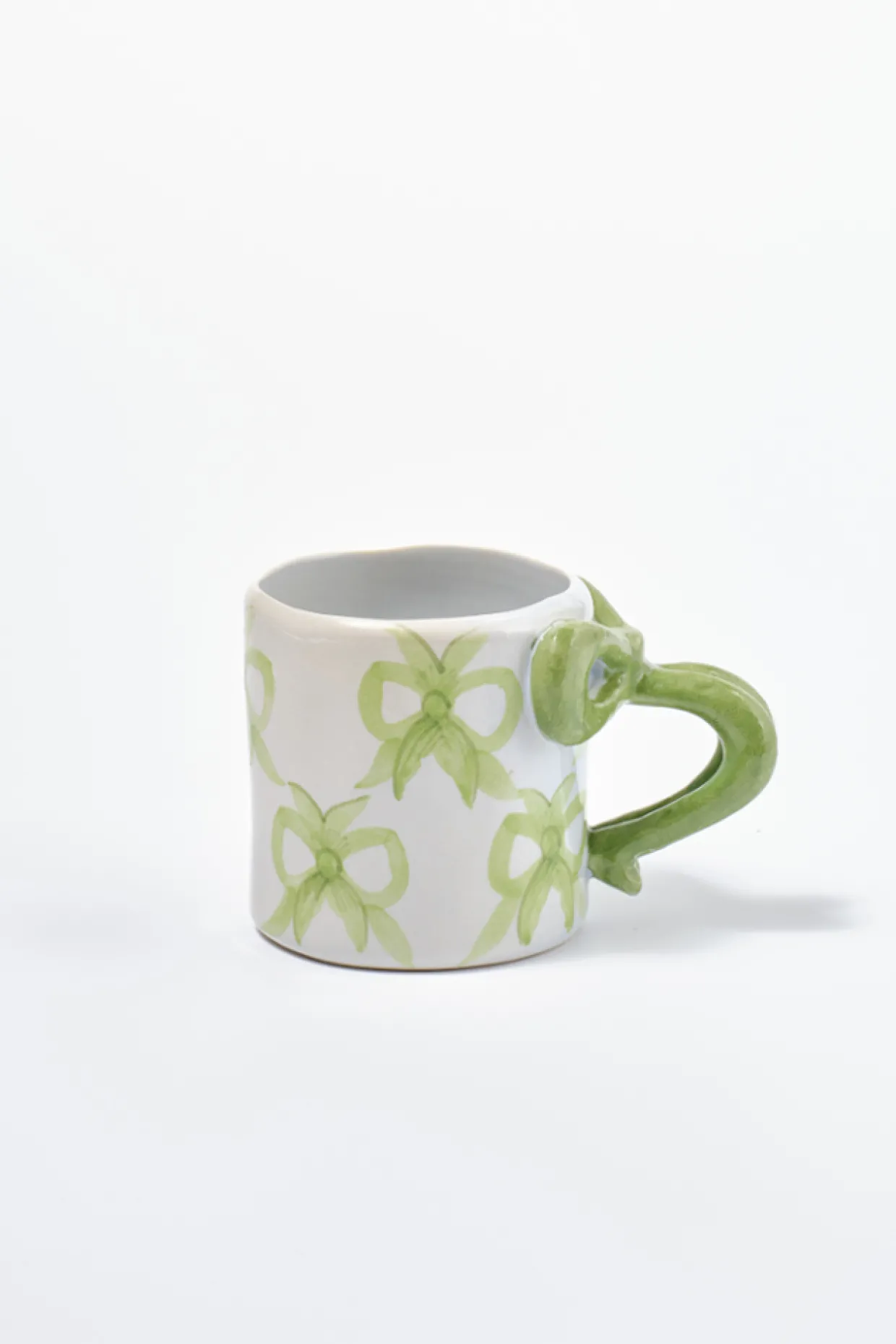 hand painted bow handle mug - bow design