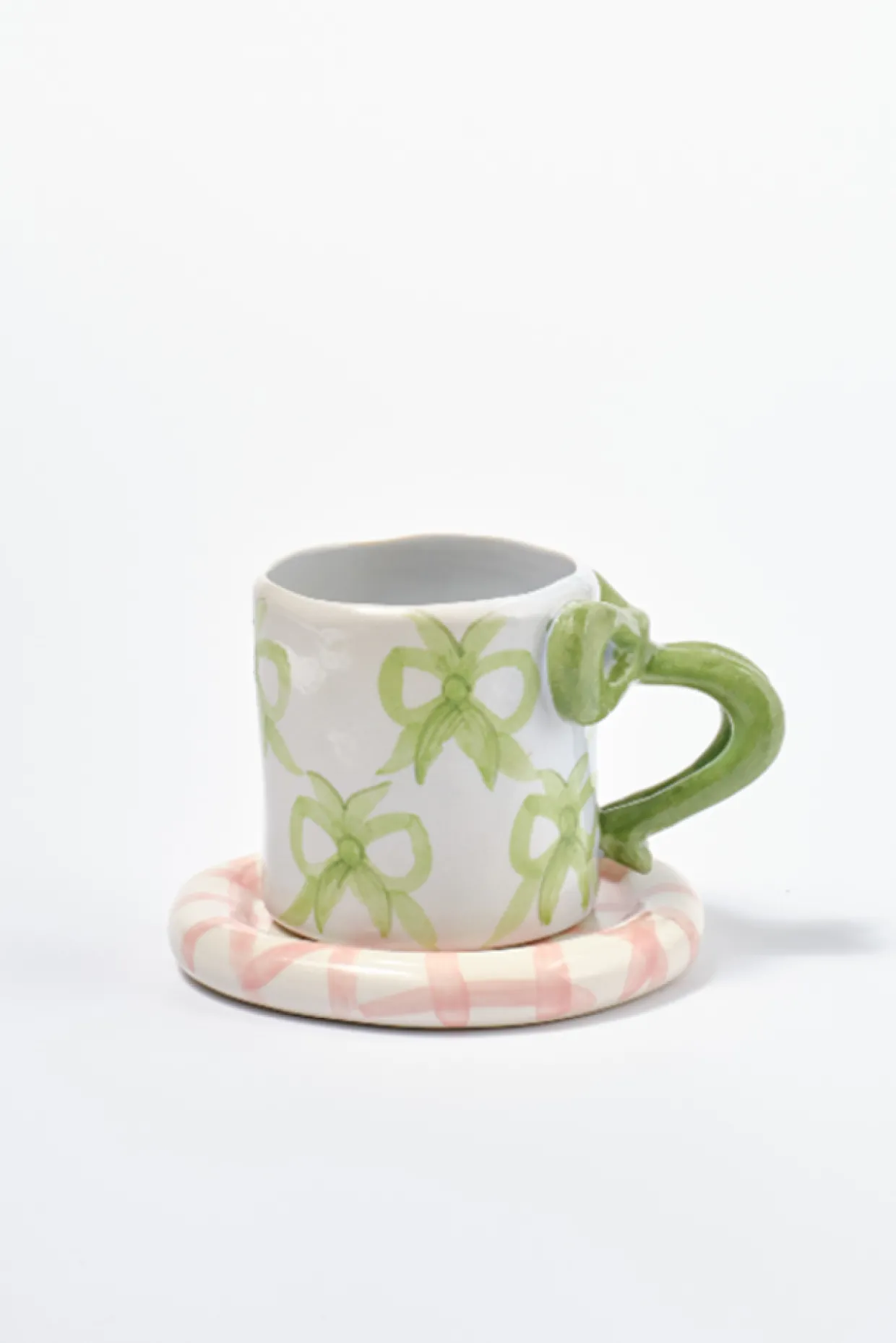 hand painted bow handle mug - bow design