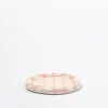 hand painted saucer - pink gingham
