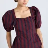 harriet blouse - burgundy and navy stripe