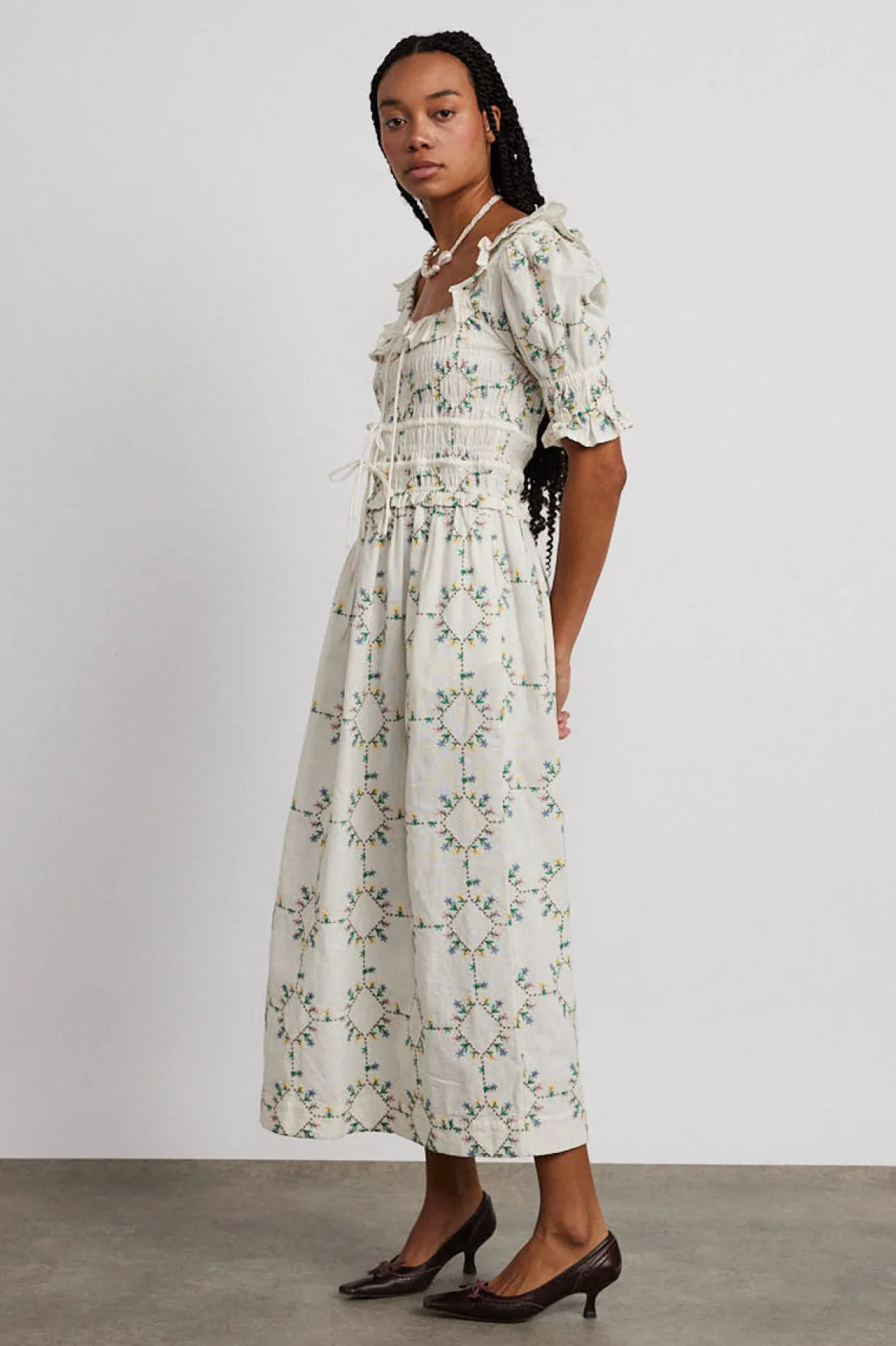heidi embroidered midi dress