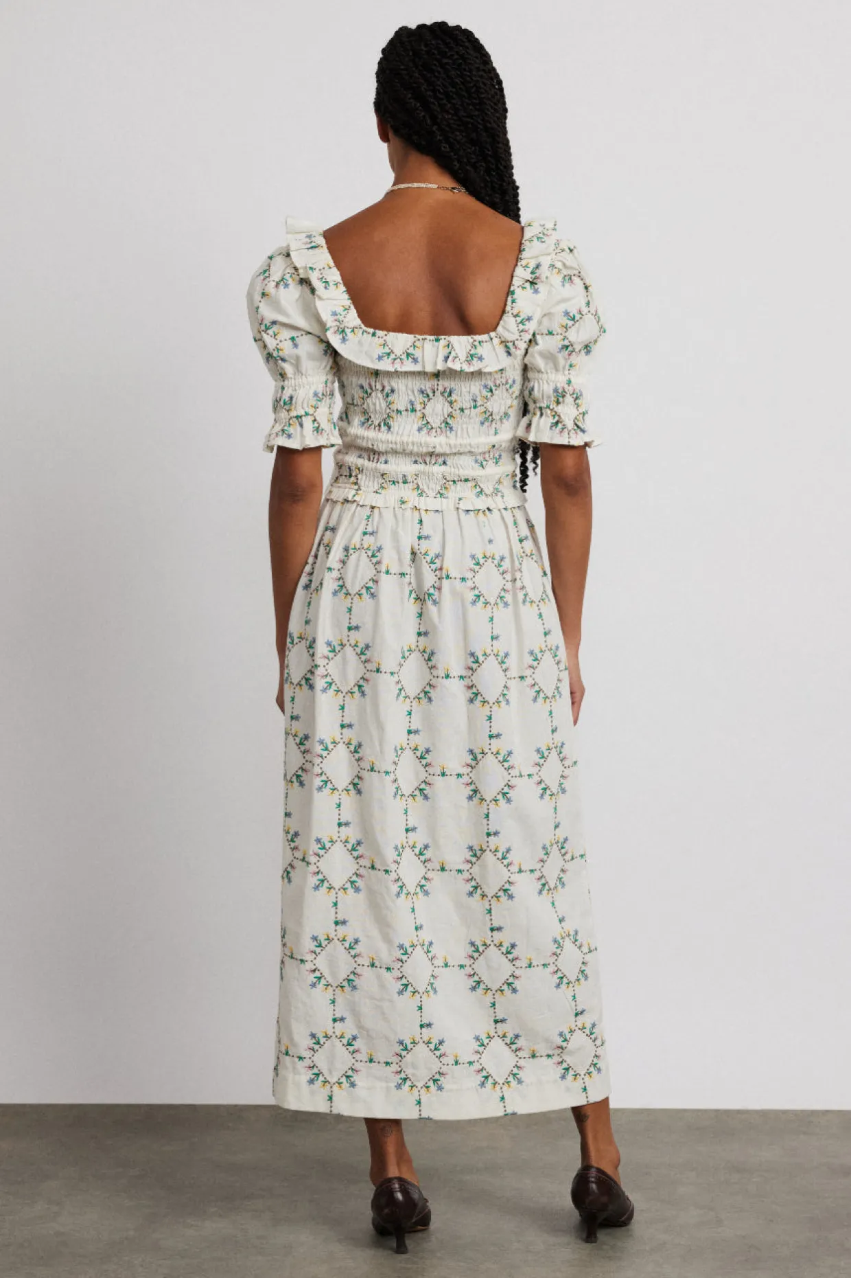 heidi embroidered midi dress