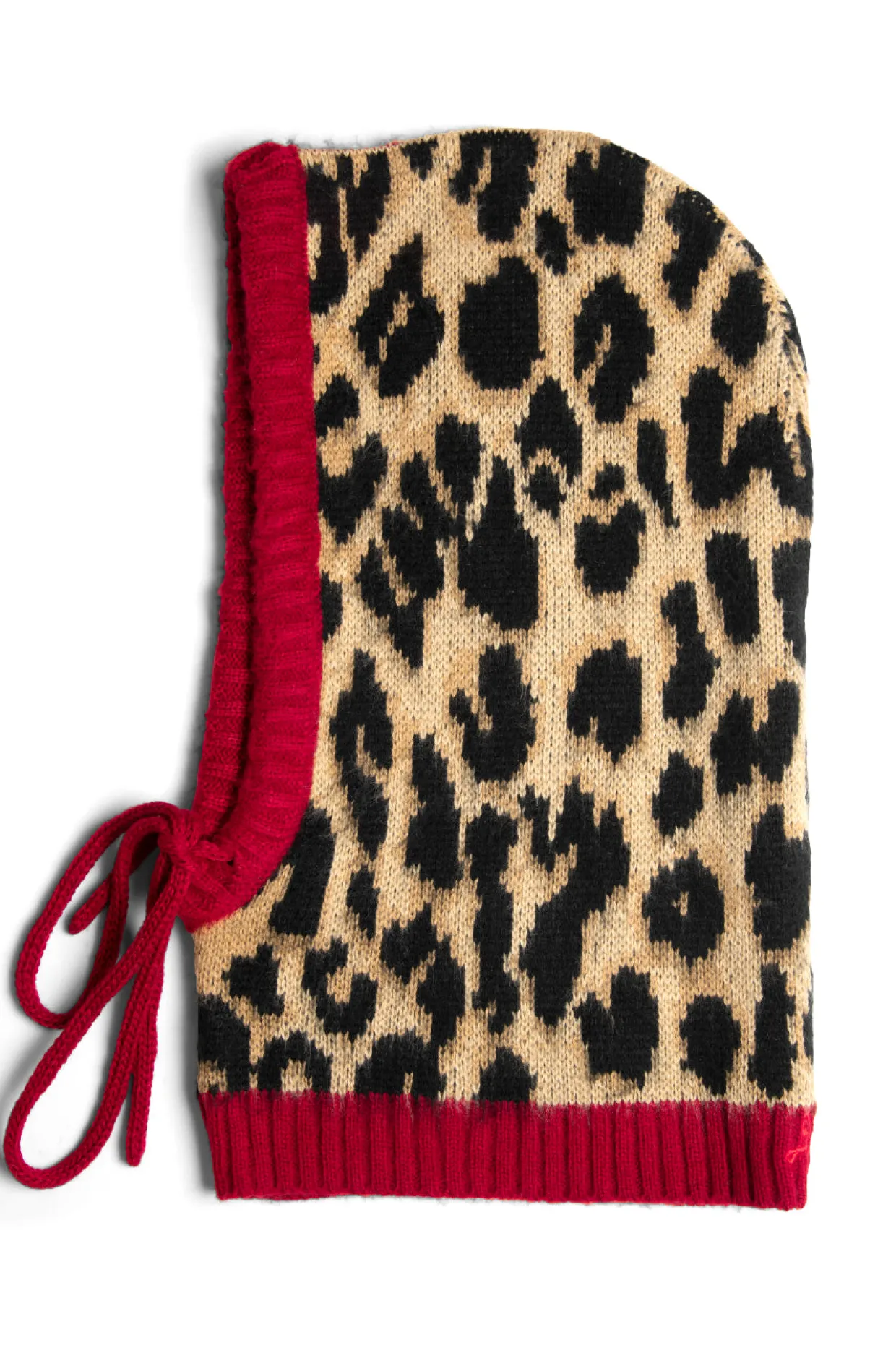 hood in leopard with red tie