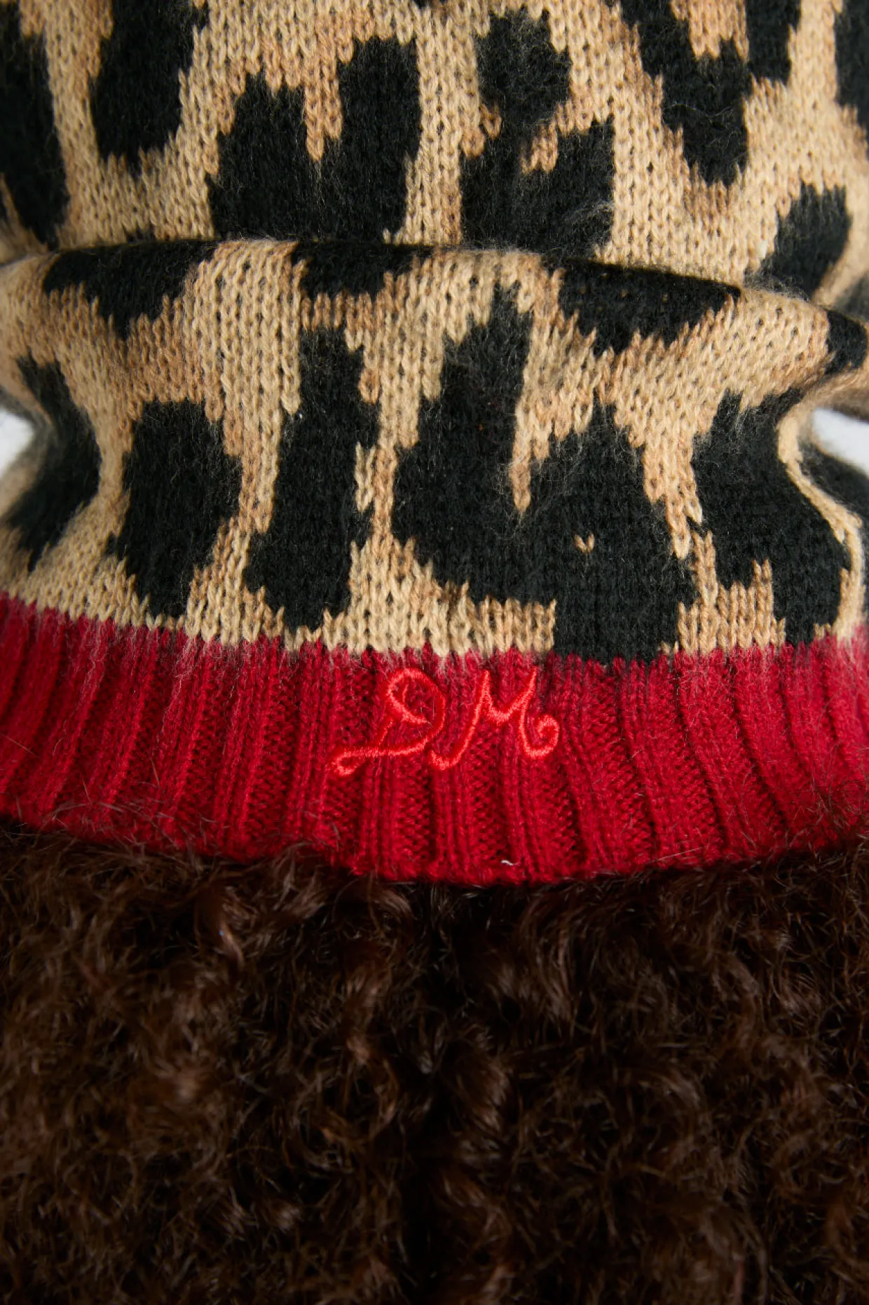 hood in leopard with red tie