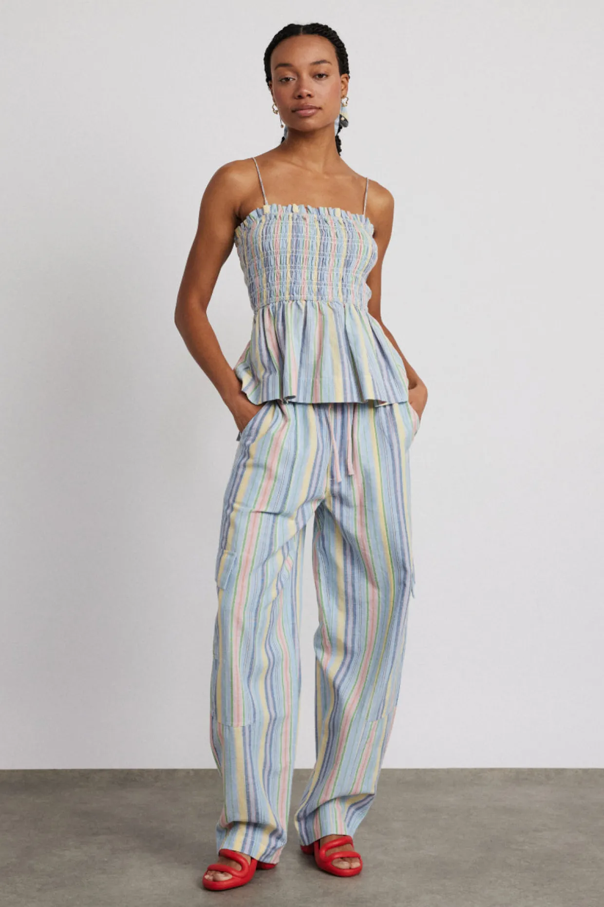 hope shirred cami - multi stripe