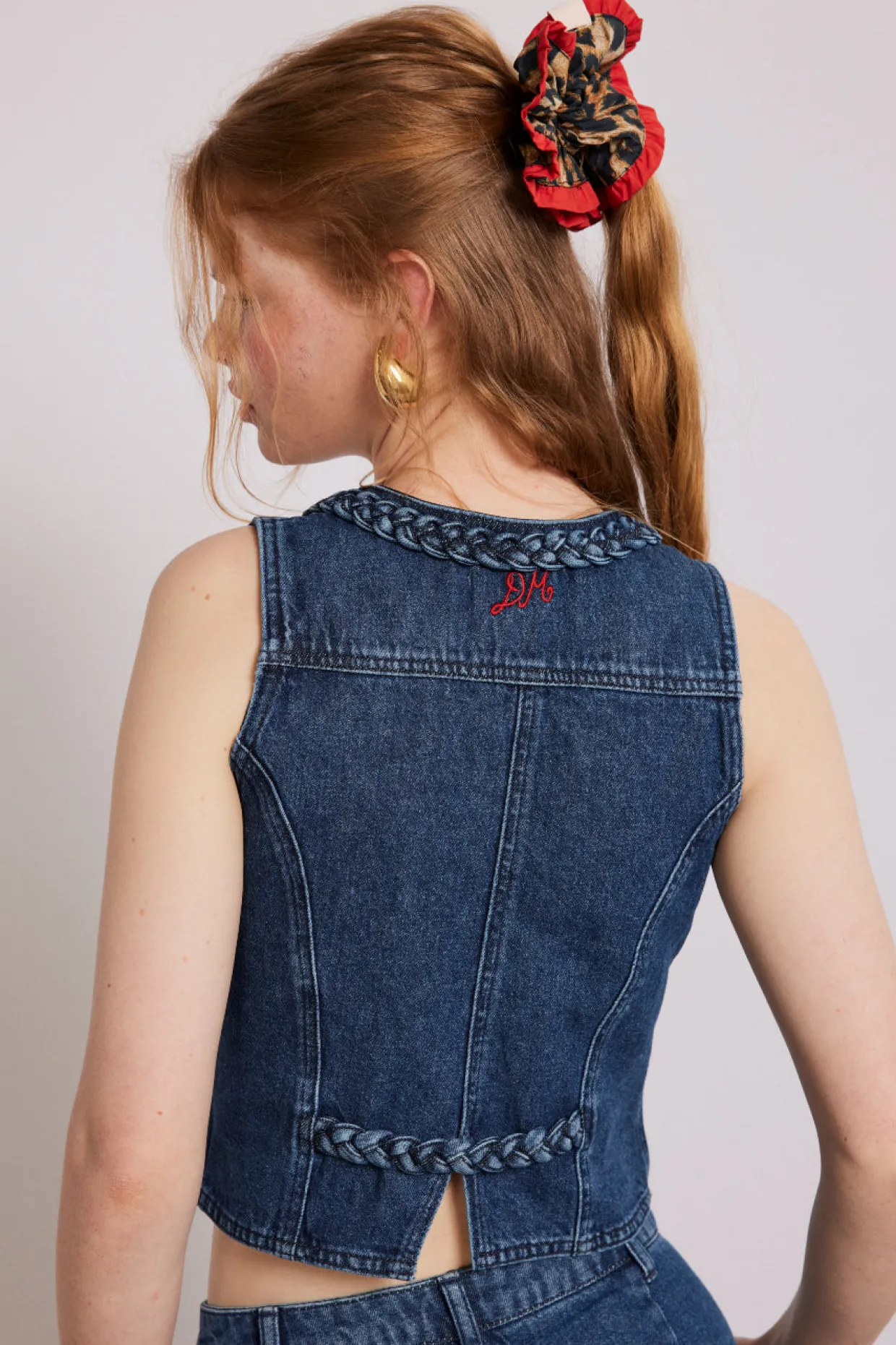 isla denim waistcoat - vintage wash