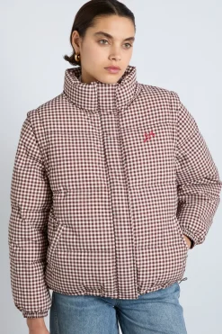 jennifer check puffer - chocolate gingham