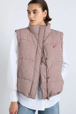 jennifer check puffer - chocolate gingham