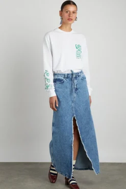 kaia denim maxi skirt