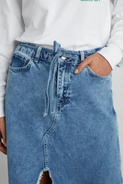 kaia denim maxi skirt