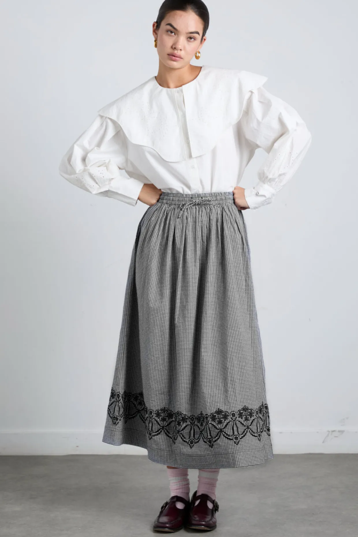 keeley midi skirt - black gingham