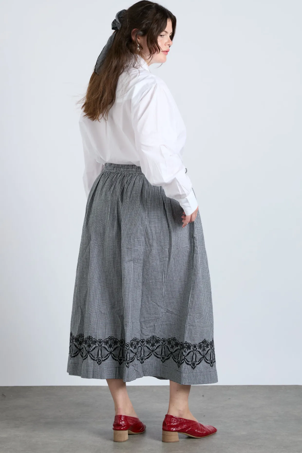 keeley midi skirt - black gingham