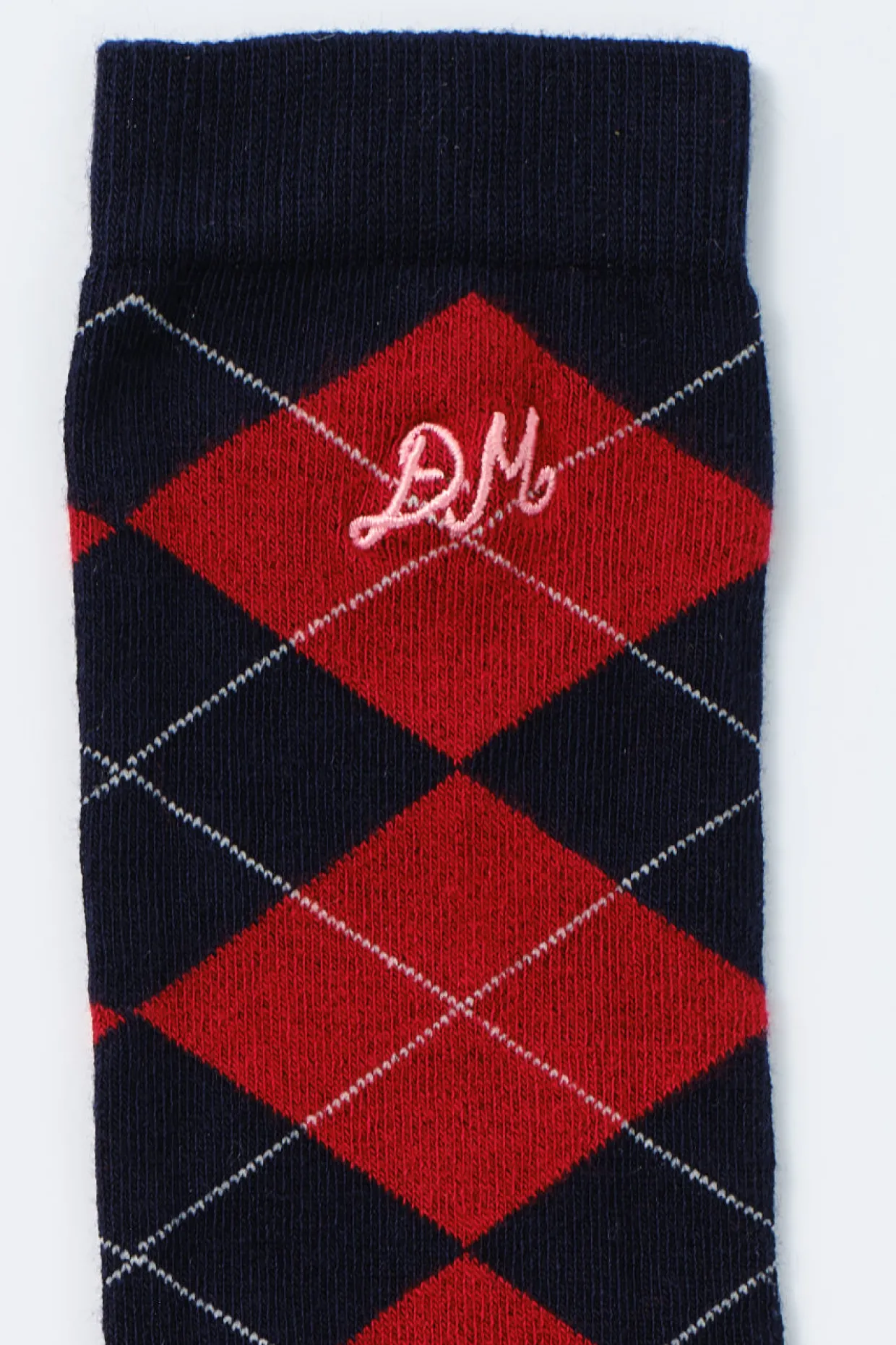 knee length socks - navy argyle