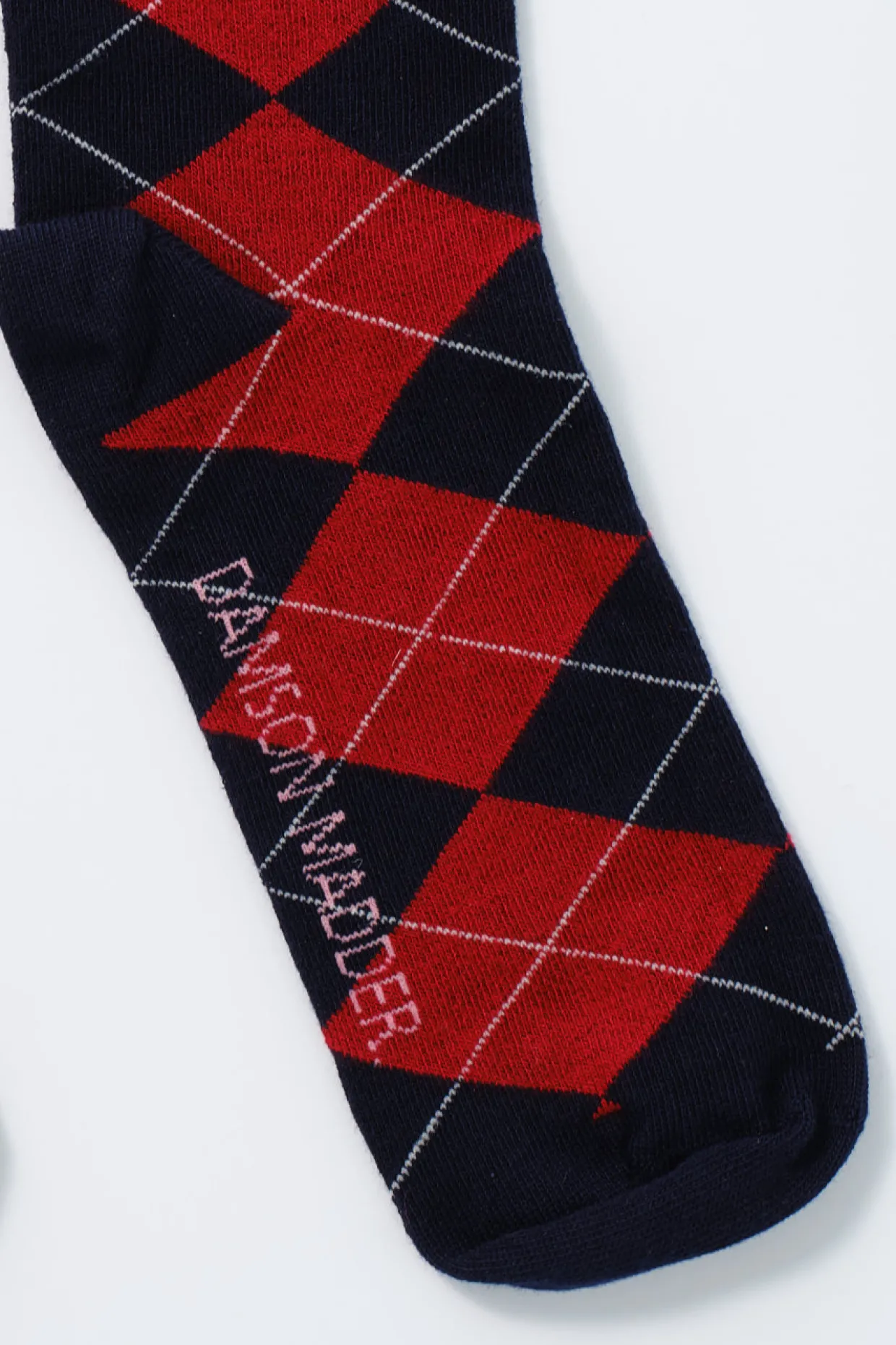 knee length socks - navy argyle