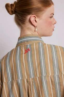 kylie ruffle shirt - tan stripe
