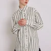 kylie ruffle shirt - white stripe