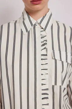 kylie ruffle shirt - white stripe