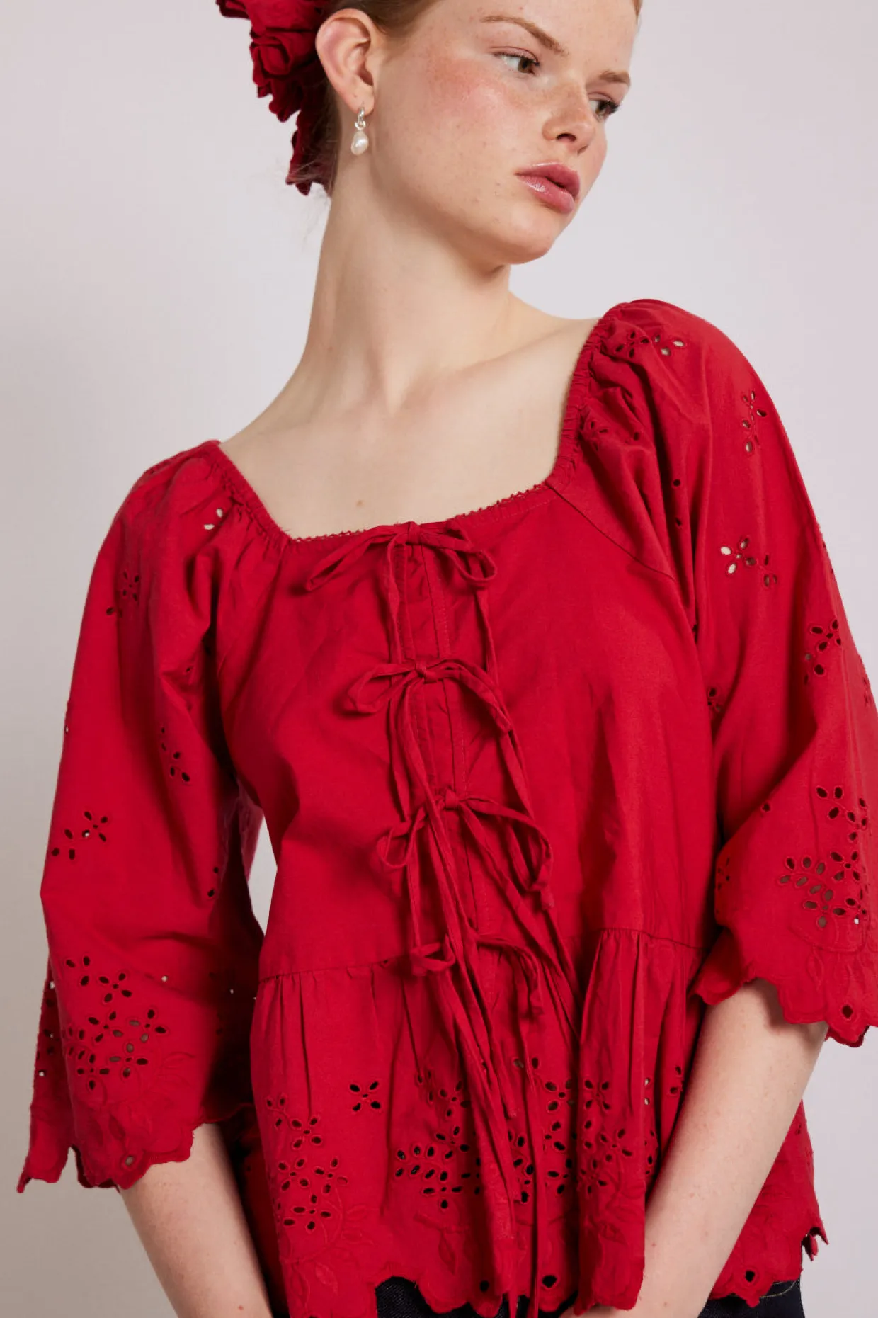 lana blouse - red