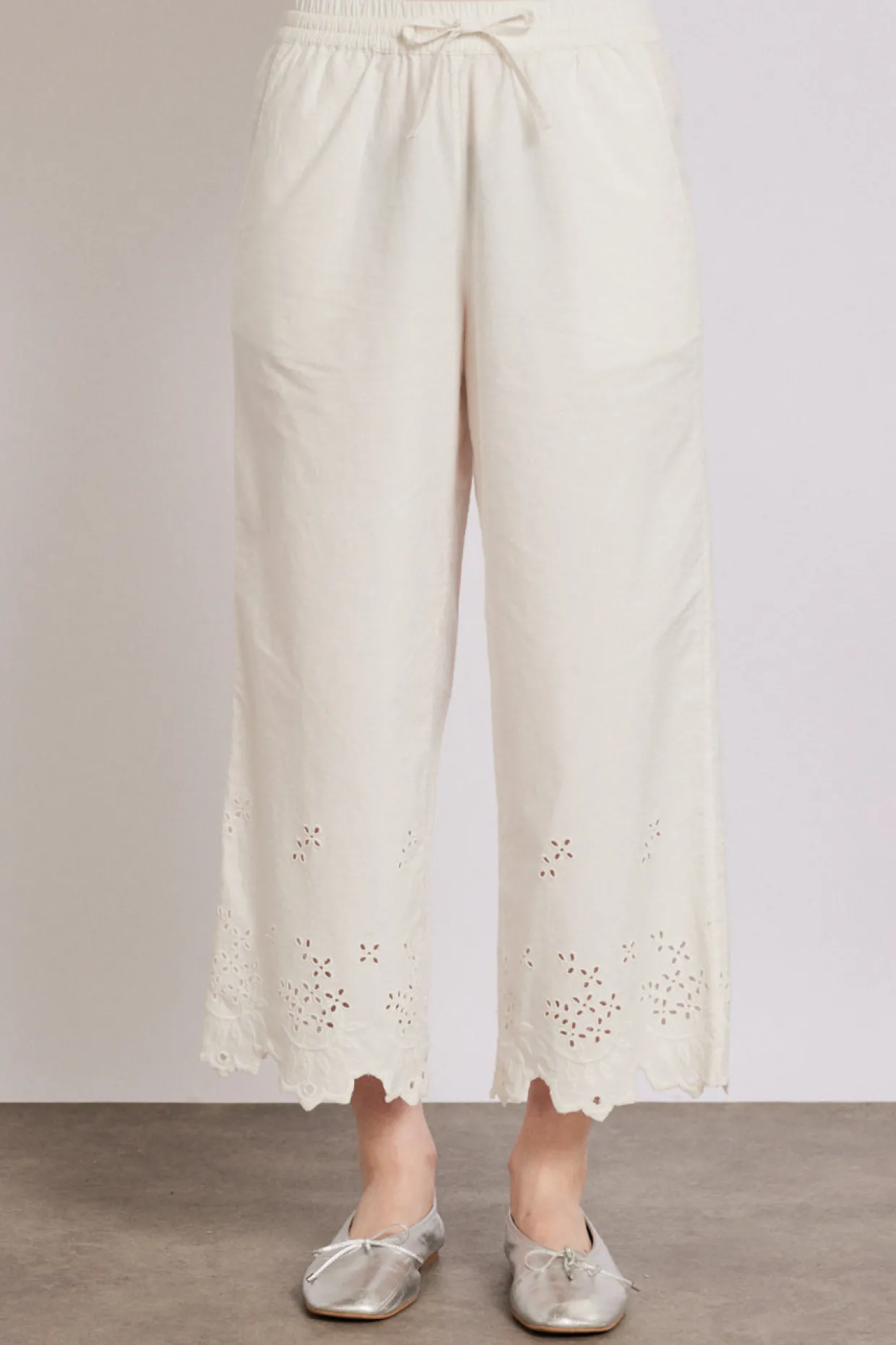 lana trousers - white broderie