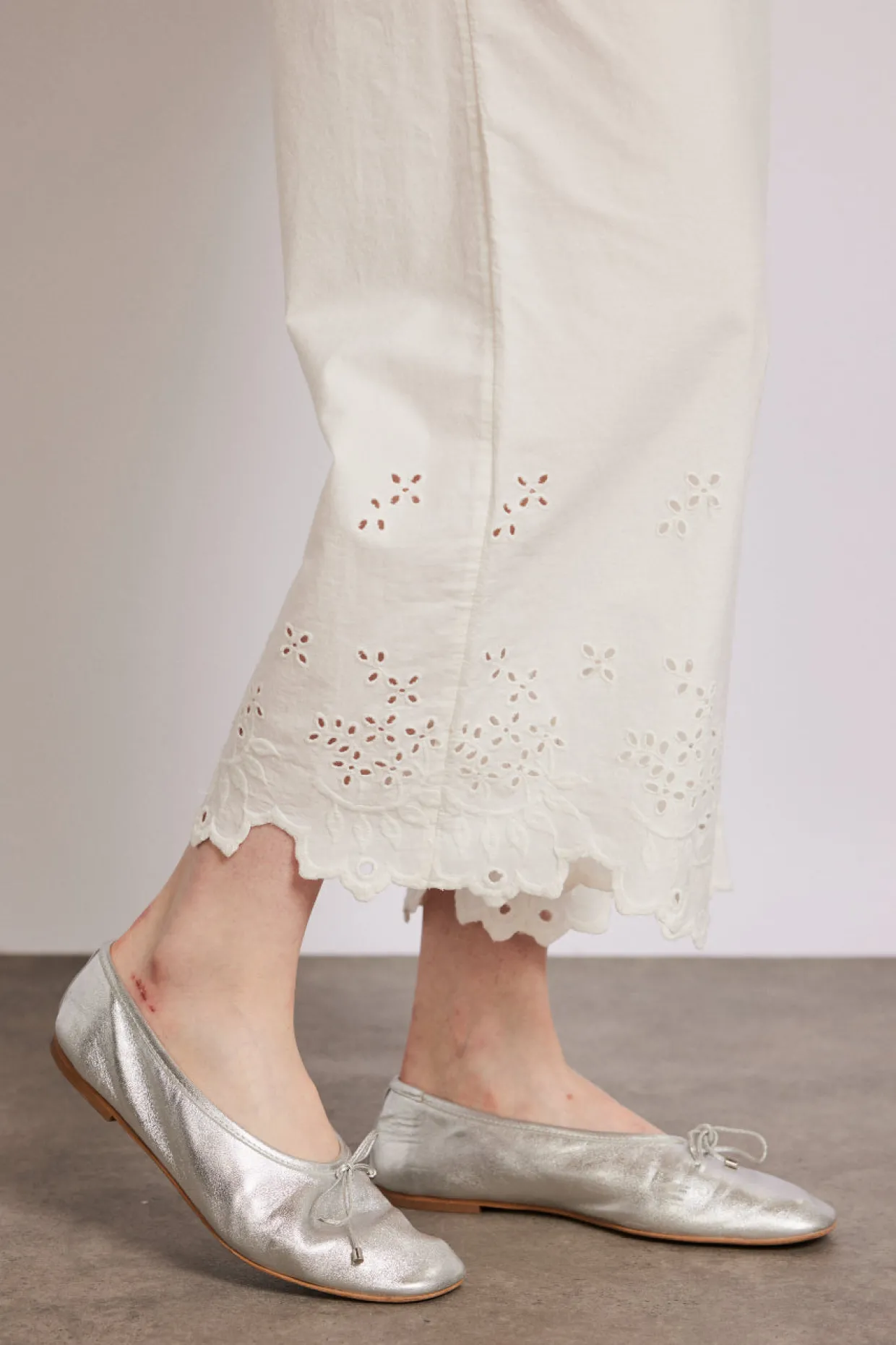 lana trousers - white broderie