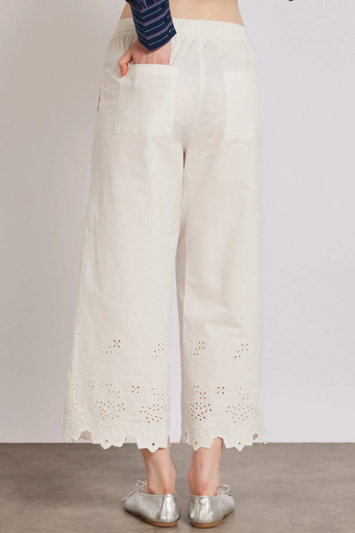 lana trousers - white broderie