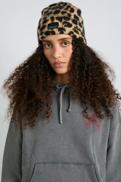 leopard knit beanie