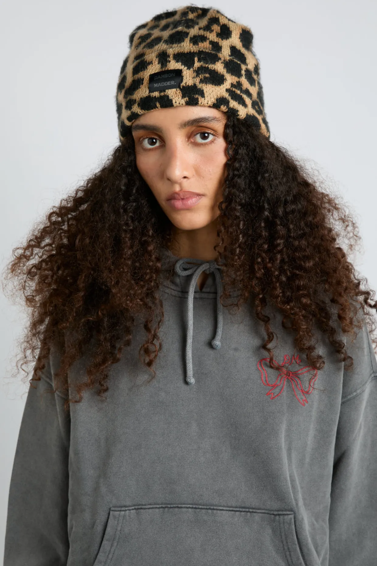 leopard knit beanie