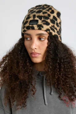 leopard knit beanie
