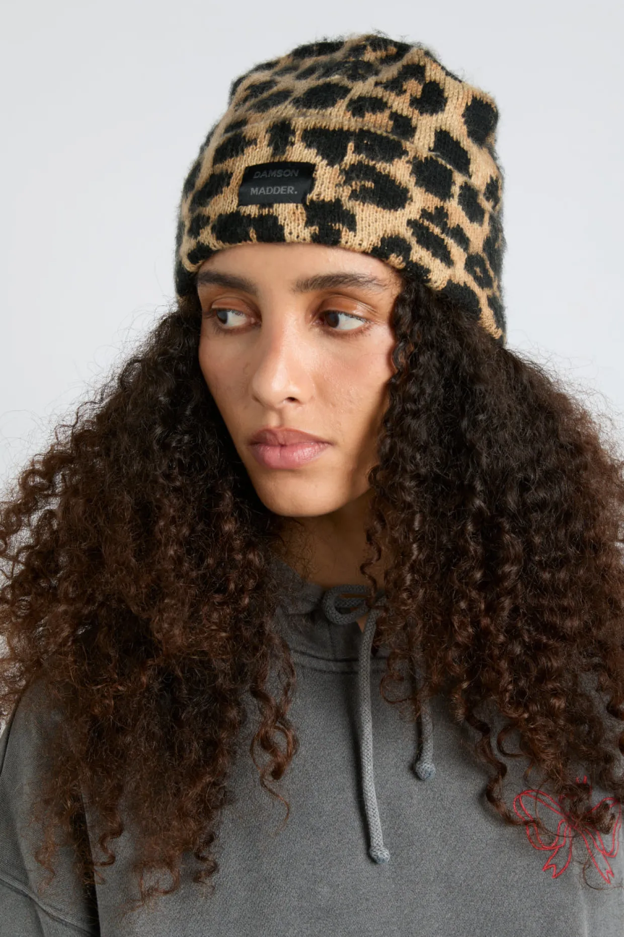 leopard knit beanie