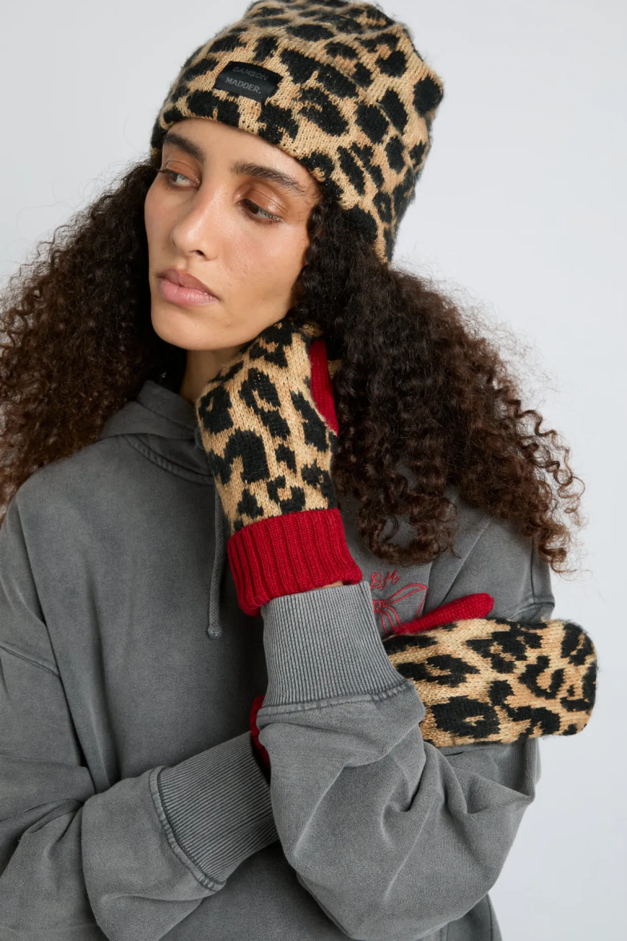 leopard knit beanie